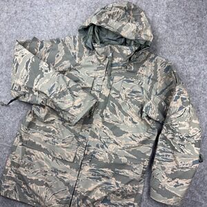 US Air Force APECS‎ Parka Jacket Mens Small Gray Tiger Stripe Gore-Tex Military